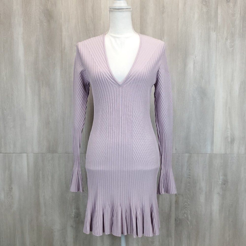 NWT Jonathan Simkhai Rib Knit V-Neck Dress Directional purple sz L - Picture 6 of 14